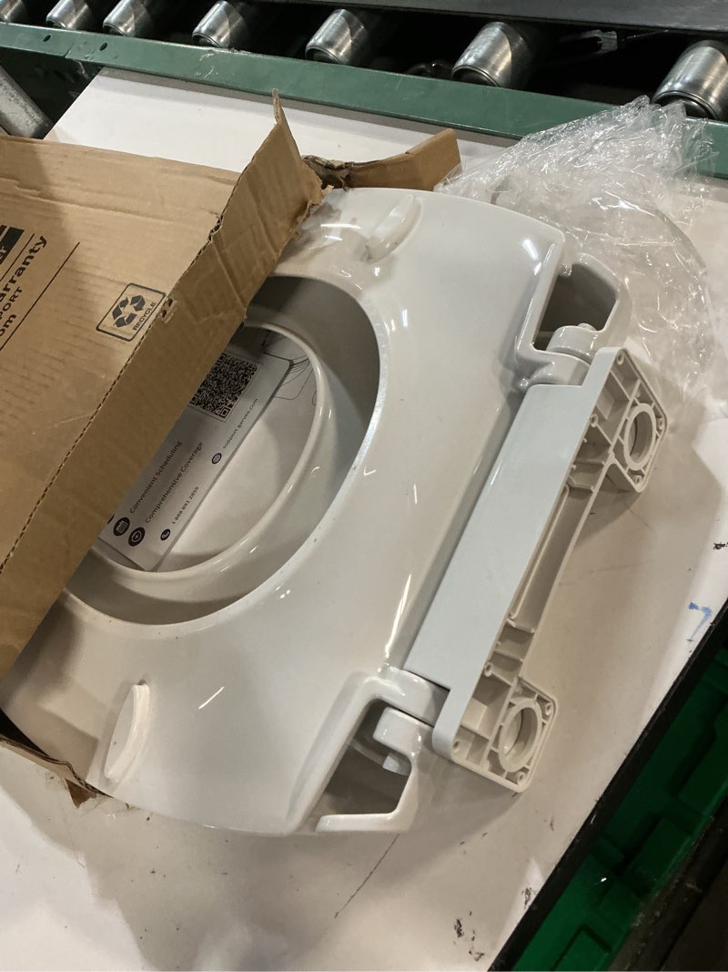 Condition photo showing Good Condition for 19" elongated toilet seat with built-in potty training seat, soft quiet-close lid with non-slip design, magnetic kids seat in white, easy to install and clean elongated (19?) white, with toddler seat