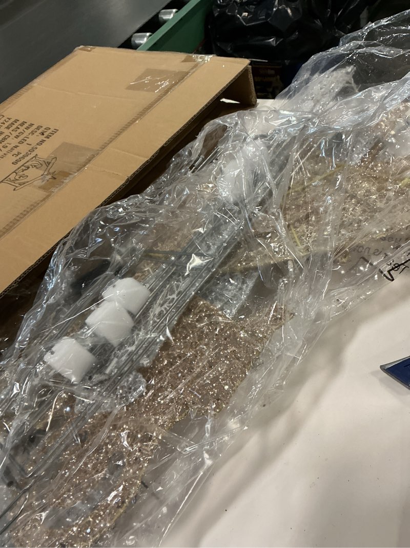 Condition photo showing As Is for National Tree Company Pre-lit Artificial Christmas Décor - Includes Pre-strung White Mini White Lights and Ground Stakes - Crystal Holy Family Nativity - 6 ft