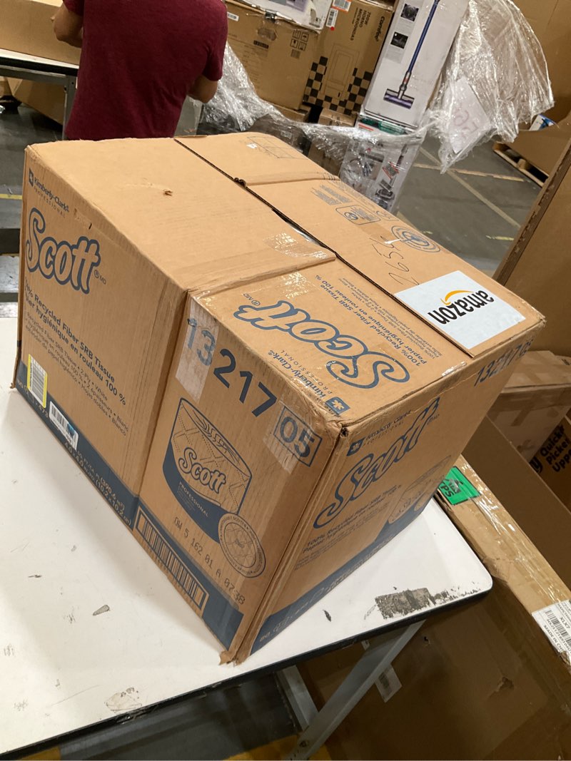 Condition photo showing New/Like New for scott professional 100% recycled fiber standard roll bulk toilet paper (13217), 2-ply, elevated design, white, individually wrapped (80 rolls of 473 sheets, 37,840 sheet total)