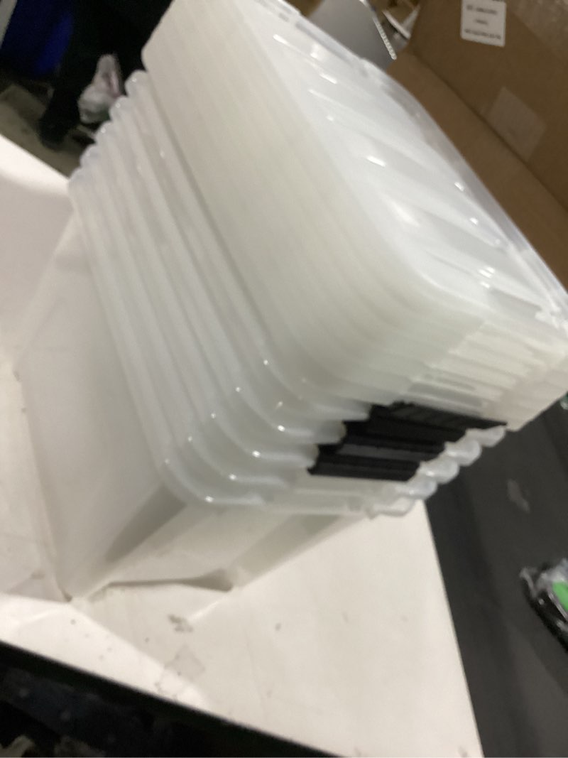Condition photo showing Good Condition for similar to iris usa 32 qt stackable plastic storage bins with lids, 6 pack - bpa-free, made in usa - discreet organizing solution, latches, durable nestable containers, secure pull handle - pearl