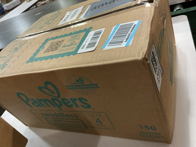 Condition photo showing New/Like New for Pampers Swaddlers Diapers, Size 4 (15-34 lbs), 150 Count, Absorbent, Keeps Baby Dry and Comfortable, Skin Safe Disposable Baby Diaper (Packaging May Vary) Size 4 150