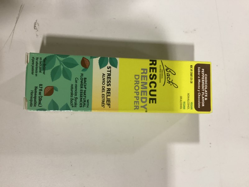 Bach RESCUE Remedy- Chocolate Peppermint Flavor- Stress Relief- Homeopathic- Flower Essences- 20mL