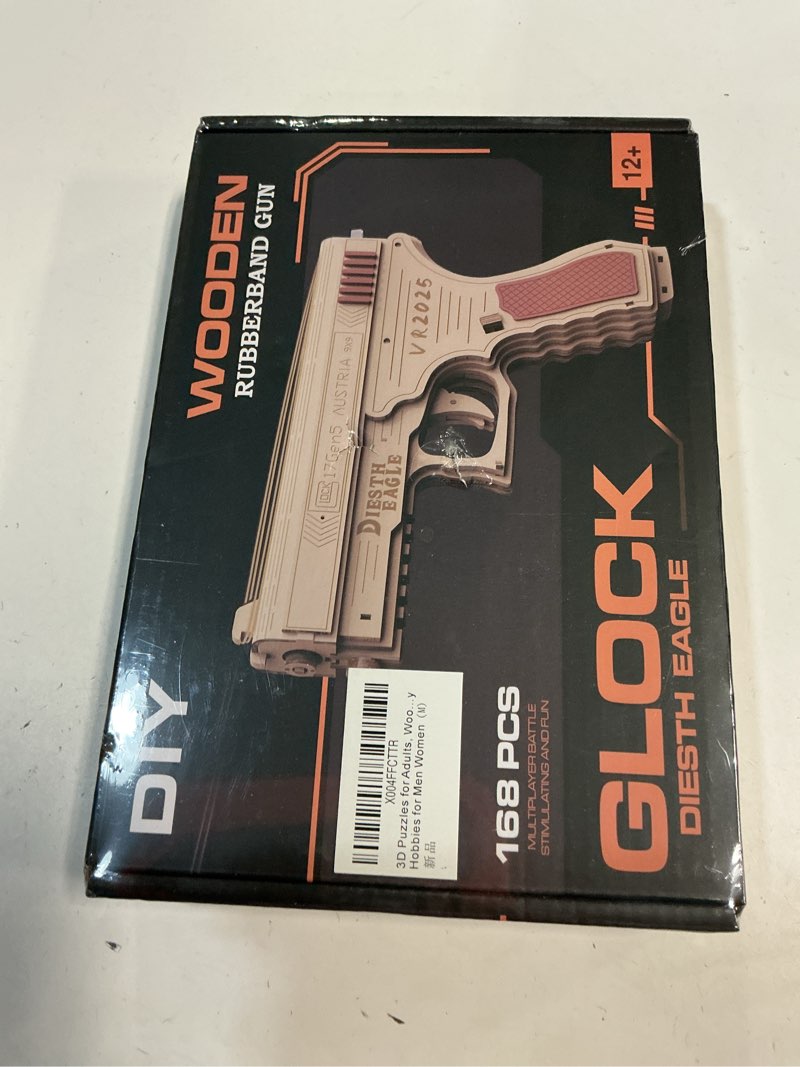 Condition photo showing New/Like New for 3D Wooden Gun Puzzle, Rubber Band Gun Model DIY Building Toys Mechanical Model - Multi-Player Game with Rubber Bands, Crafts for Adults (Classic-Pistol)