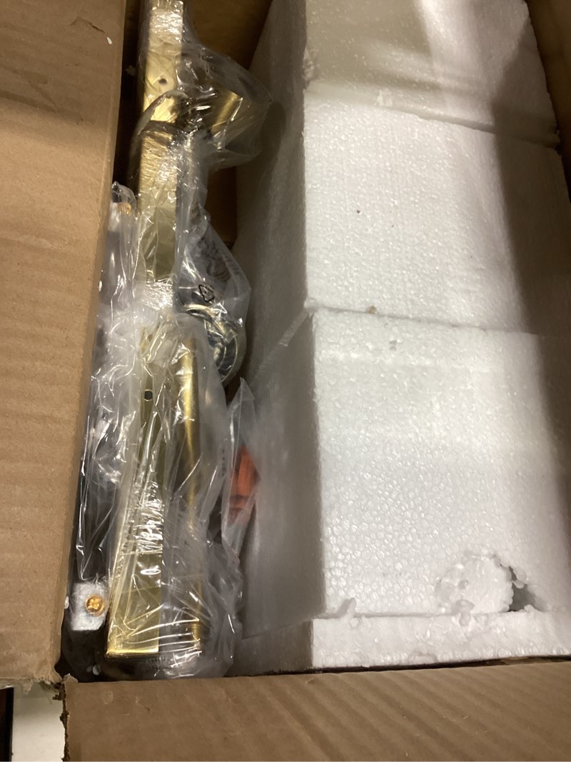 Condition photo showing Good Condition for Bathroom Light Fixtures, 3-Light Brushed Gold Vanity Light Over Mirror, Modern Wall Sconces 21" with Clear Glass Globe Shade, Bathroom Wall Lights for Mirror Kitchen Bedroom Hallway gold-3lights