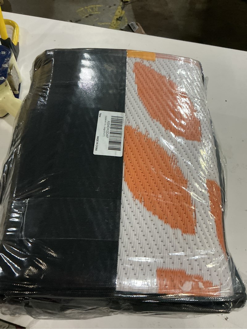Condition photo showing As Is for anidaroel outdoor rugs 8x10ft for patios clearance waterproof, reversible tropical plastic straw camping mat outside rug, large outdoor area rug for rv, deck, balcony, picnic(orange,8'x10') orange 8'x10'