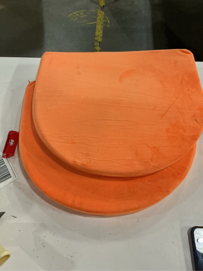 Condition photo showing As Is for ((Similar))SK Studio Outdoor Chair Cushions Set of 2 Patio Chair Pads Round Corner Waterproof Outdoor Seat Cushions with Ties for Yard Garden, Orange, 19x19x2 Inch Orange 19\"W x 19\"L (Pack of 2)