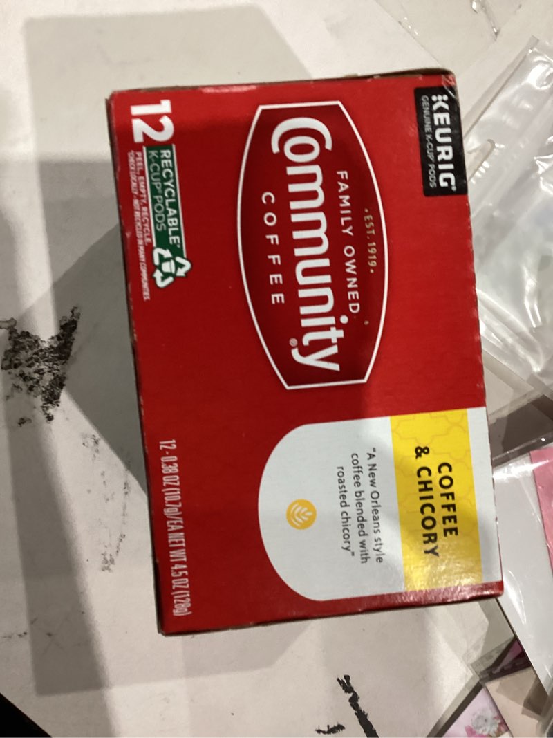 Condition photo showing New/Like New for Community Coffee & Chicory 12 Count Coffee Pods, Dark Roast, Compatible with Keurig 2.0 K-Cup Brewers Coffee & Chicory 12 Count 