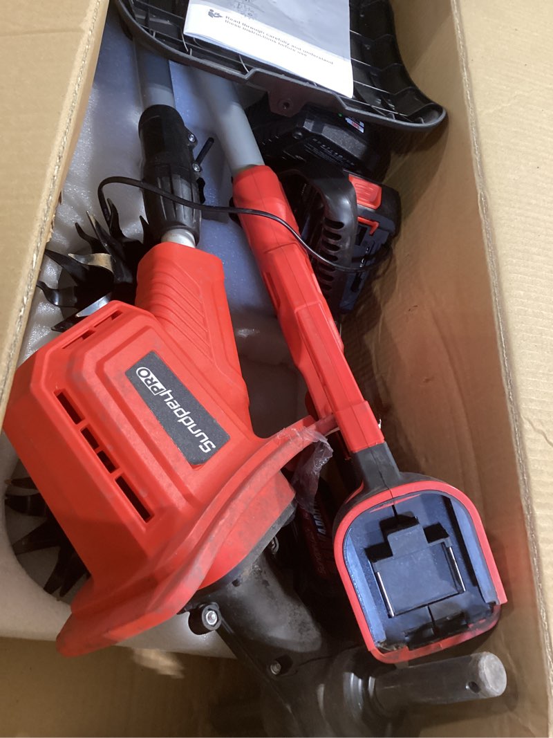 Electric Cordless Tiller Cultivator - 360RPM Small Portable Battery Powered Rototiller with 2 x 4.0AH Batteries & Charger & 48 Steel Tines for Gardens Lawn Gardening Soil Cultivation