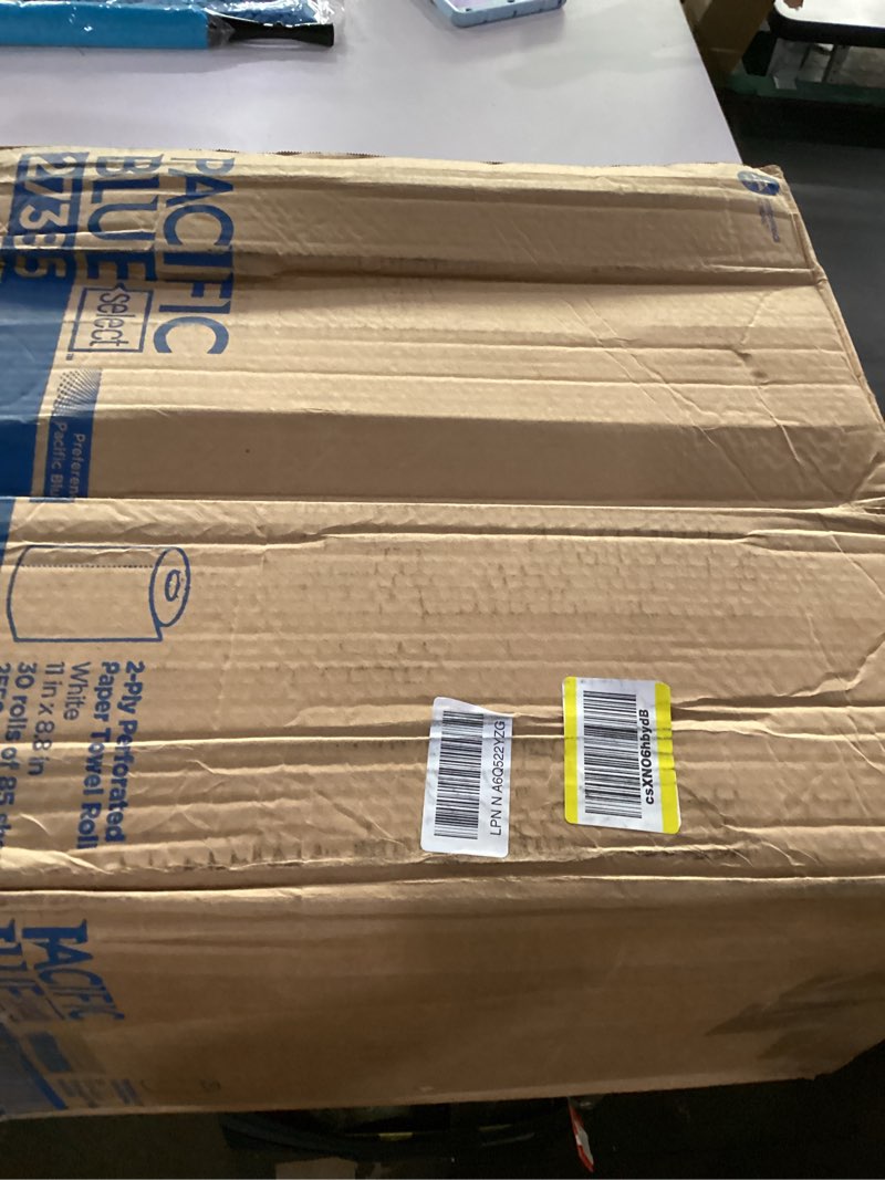Condition photo showing As Is for georgia-pacific pacific blue select 2-ply perforated roll paper towel, white, 85 sheets per roll, 30 rolls per case, 27385 white 30 rolls, 85 sheets per roll
