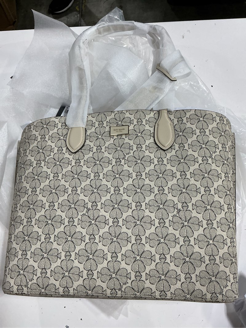 Condition photo showing New/Like New for kate spade new york suite crossgrain leather large work tote bag neutral multi one size