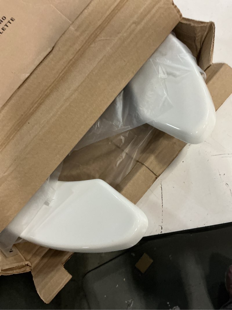 Condition photo showing As Is for BEMIS 955CT Commercial Open Front Plastic Toilet Seat, Heavy Duty Industrial Seat without Lid, Secure Installation for Long Lasting Use, Made in USA, Round, White Round White