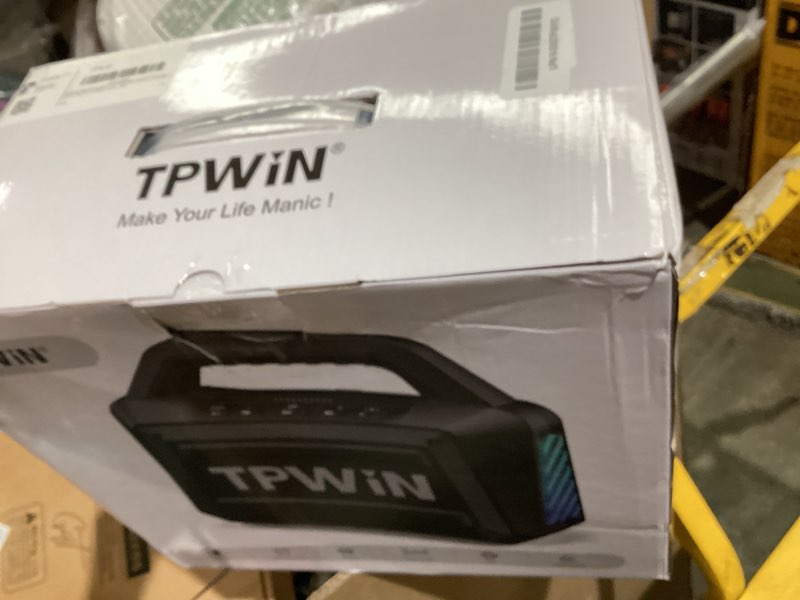 Condition photo showing New/Like New for bluetooth speaker - 80w loud rugged outdoor speakers, ipx6 waterproof, 20h playtime, deep bass, lightshow, tws, bt 5.3 wireless, portable for travel hiking camping beach pool - black