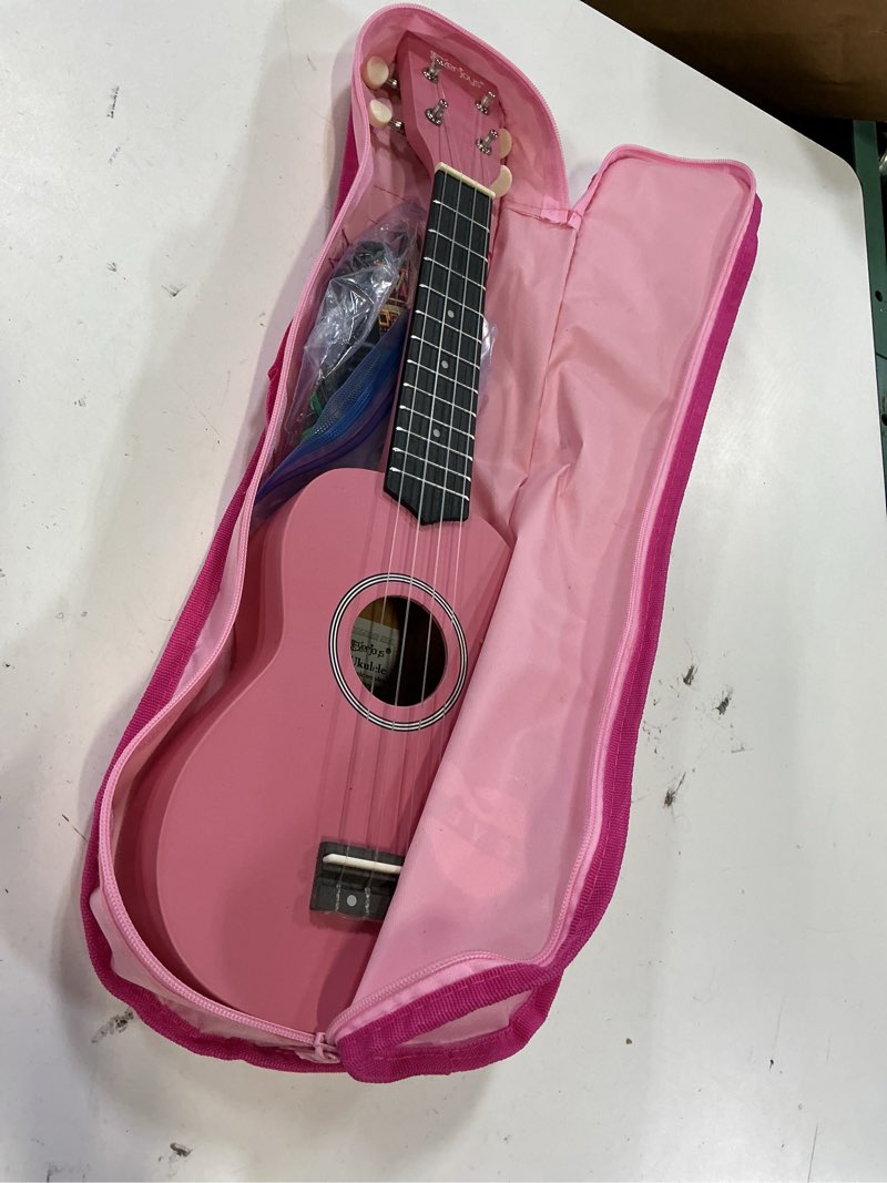 Condition photo showing Good Condition for everjoys soprano ukulele beginner pack-21 inch w/free online lesson gig bag digital tuner pick all in one kit (pink) pink 21 inch