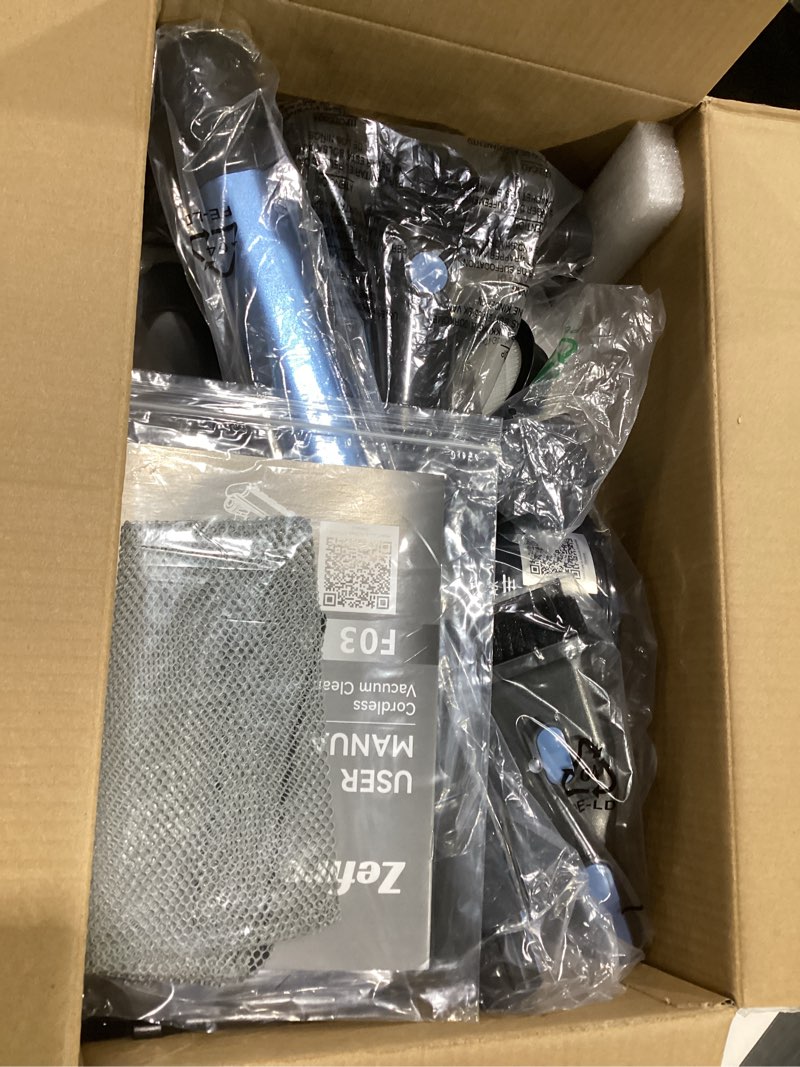 Condition photo showing New/Like New for Zefiro Cordless Vacuum Cleaner for Home,450W /40Kpa 50Mins Stick Vacuum,Anti-Tangle 1.5L Dust Cup, Rechargeable Wireless Handheld Vacuum for Pet Hair/Carpet/Floor Lake Blue, NOT TESTED 