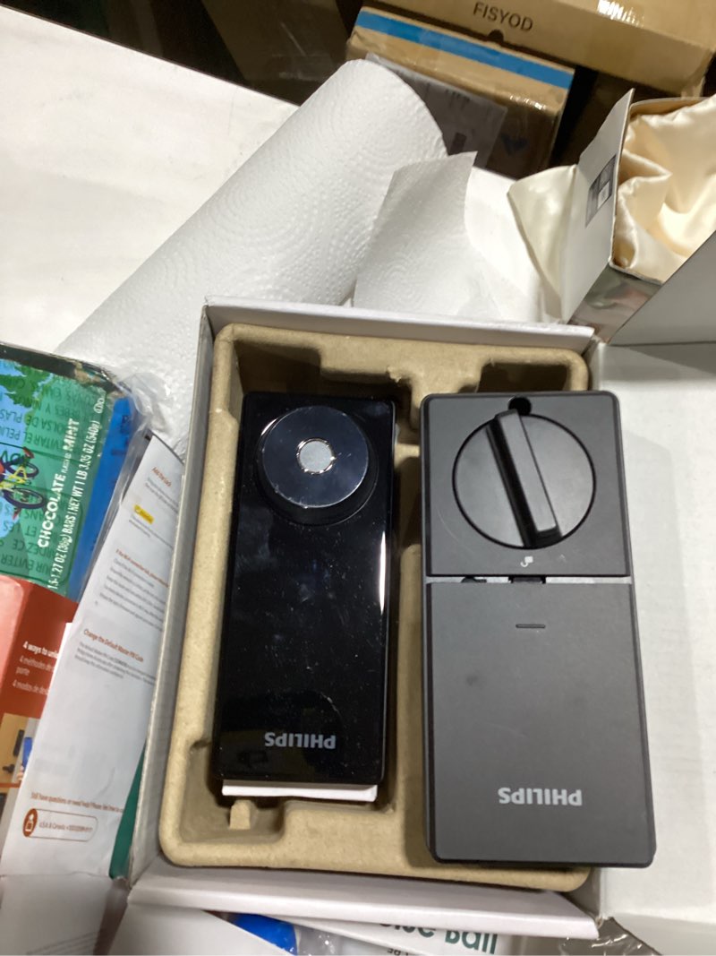 Condition photo showing New/Like New for philips built-in wifi smart lock, keyless entry door lock with app, touchscreen, fingerprint door lock — compatible with alexa & google, splash-proof design, includes 8 batteries, black