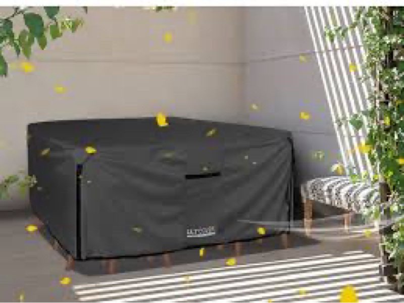 CNCZMH Square Heavy Duty Patio Table Covers Waterproof, 600D Outdoor Dining Table and Chair Set Cove