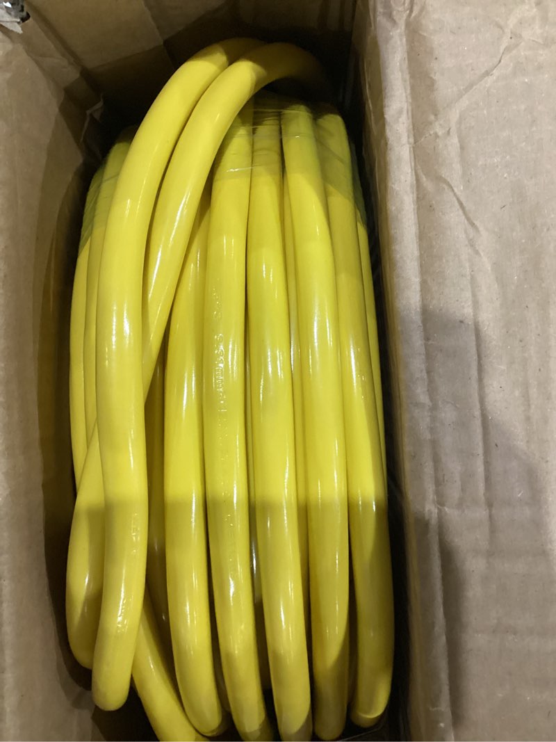 Condition photo showing New/Like New for POWGRN 100 ft 12/3 Outdoor Extension Cord Waterproof Heavy Duty with Lighted Indicator End 12 Gauge 3 Prong, Flexible Cold-Resistant Long Power Cord Outside, 15Amp 1875W SJTW Yellow ETL Listed 100FT 12/3 Extension Cord Yellow