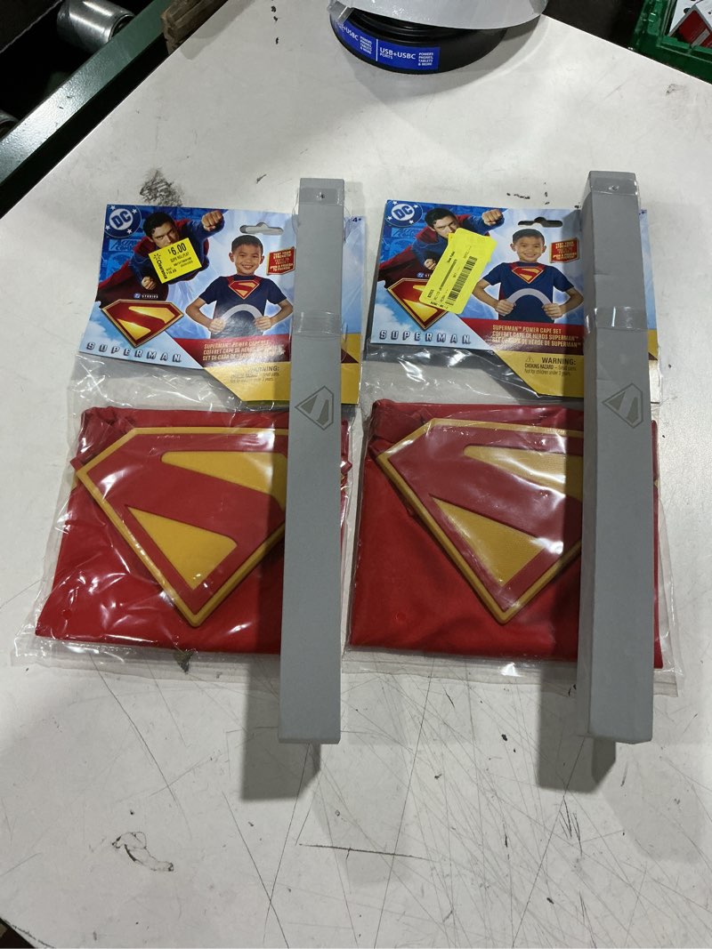 Condition photo showing Good Condition for dc comics superman power cape set - white - no size (set of 2)