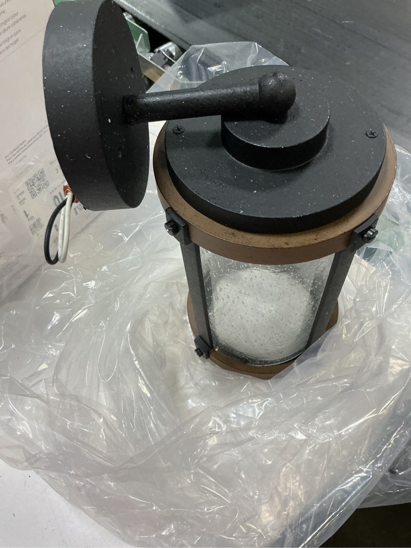 Condition photo showing Good Condition for kichler barrington 1-light 13-in h distressed black outdoor wall light
