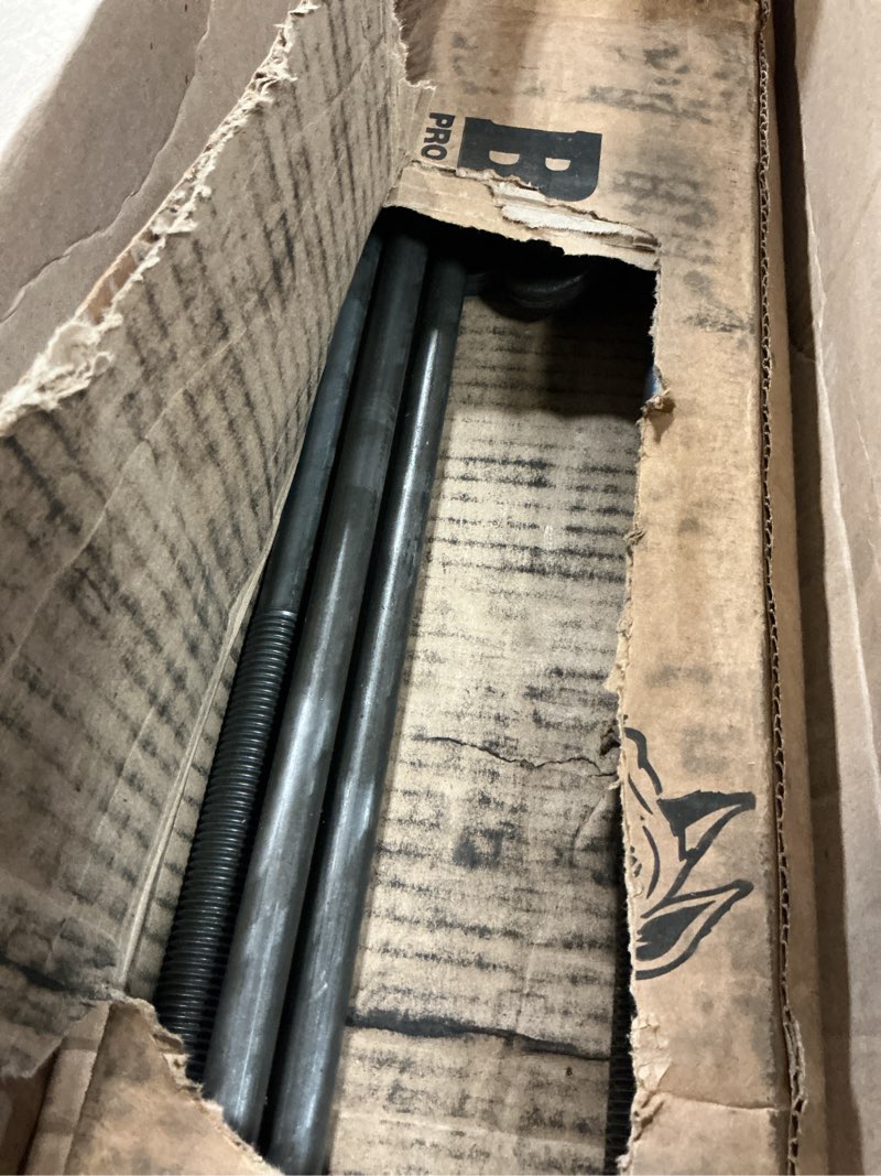 Condition photo showing As Is for buyers products ub623520 20 inch square bend u?bolt kit with tie bars, 4 complete kits, 5/8 inch bolts, durable strength, grade 5 equivalent hardware for securing truck boxes to chassis frames