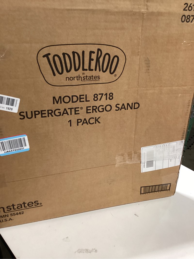 Condition photo showing New/Like New for toddleroo supergate ergo sand 8718 child baby gate for stairs