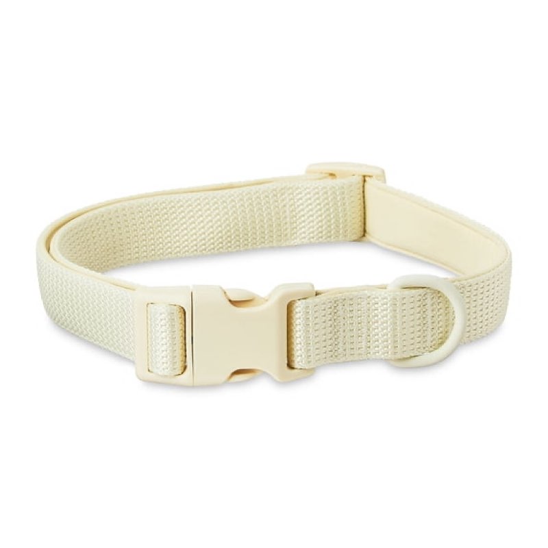 Vibrant Life Neoprene Cushioned Adjustable Dog Collar, Cream, M