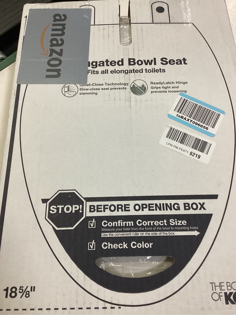 Condition photo showing New/Like New for KOHLER 4733-RL-0 Glenbury ReadyLatch Quiet Close Elongated Toilet Seat, Soft Close Toilet Seats, White Ready Latch White Elongated