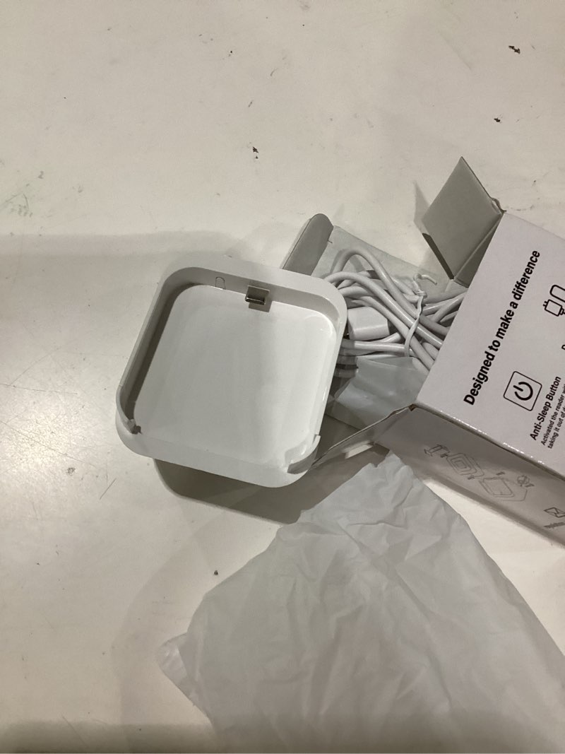 Condition photo showing As Is for square dock for square reader 2nd generation, holder stand for square card reader 2nd generation, dock with smart anti-sleep button portable size anti-slip (cable and wall charger included, no device