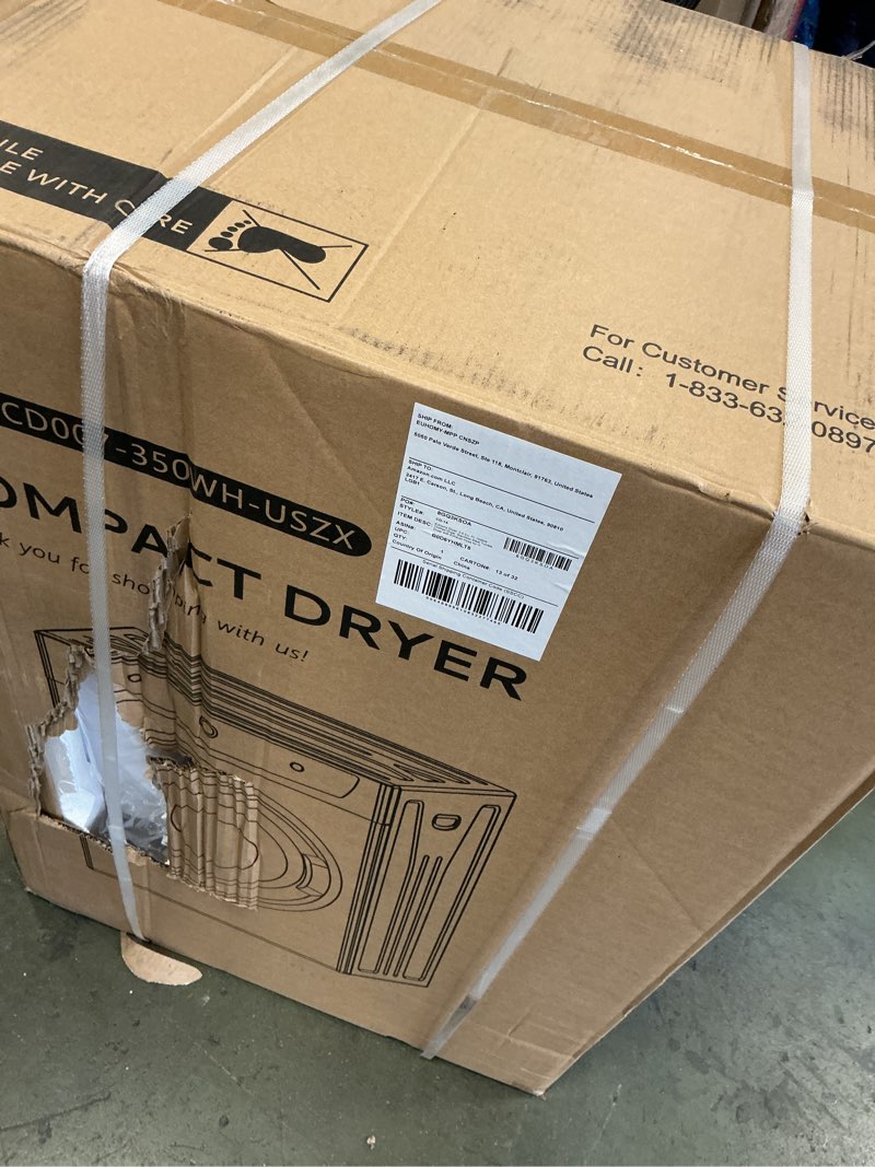 Condition photo showing New/Like New for Euhomy Dryer, 3.5 Cu. Ft. 1500W Clothes Dryer, Stainless Steel Tumble Dryer with Exhaust Hose for Home, Apartment, Dorm, White 3.5 Cu.Ft. No. 1