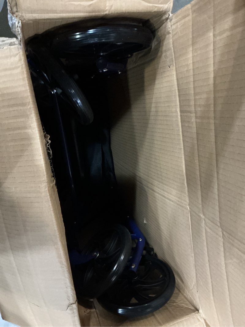 Condition photo showing Good Condition for drive medical rollator walker with seat - stable mobility support - height adjustable - durable steel frame construction - smooth 7.5" wheels - foldable - 350 lb limit - blue