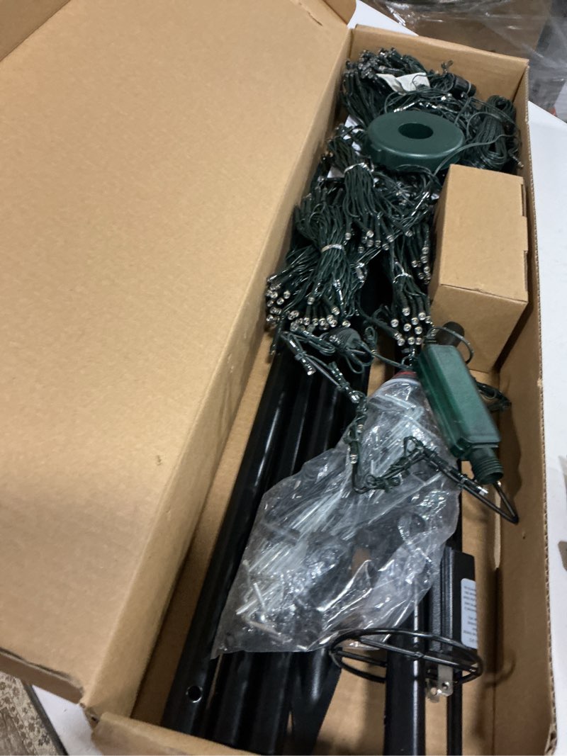 Condition photo showing New/Like New for Lomotech Christmas Tree Lights - 10Ft 404 LED with 7.08" Topper, Remote Controll Waterproof Iron Pole Waterfall Lights for Outdoor Christmas Decorations (Warm White) 10Ft/404Leds Warm White