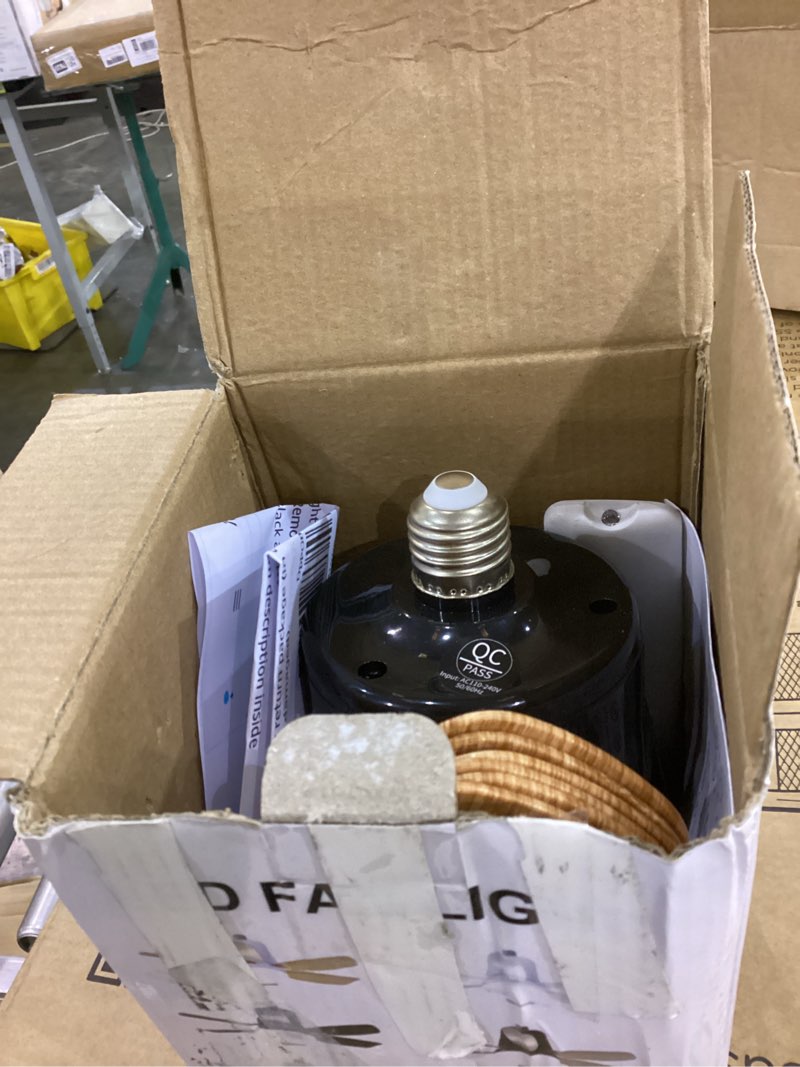 Screw in Ceiling Fan Light Bulb, Socket Fan Light with Remote 20" 3000-6000k 40W Black and Wood Grai