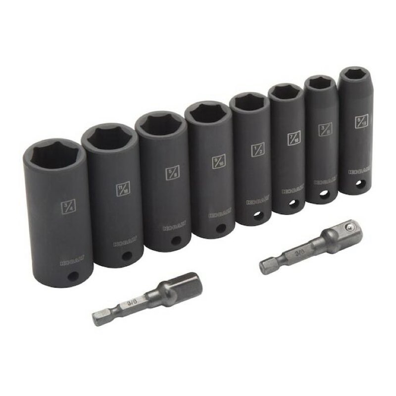Kobalt Standard (SAE) 3/8 Drive Set 6 Point Impact Socket Set 10 Pieces