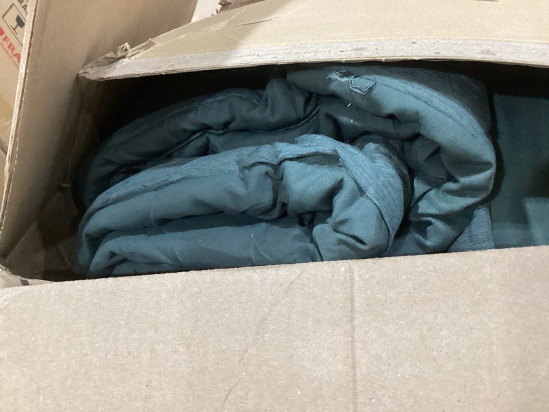 Condition photo showing As Is for monbix super king plus comforter set, deep forest cationic dyeing bedding set reversible, bed in a bag 7 pieces with comforter, sheets, pillowcases & shams deep forest super king plus