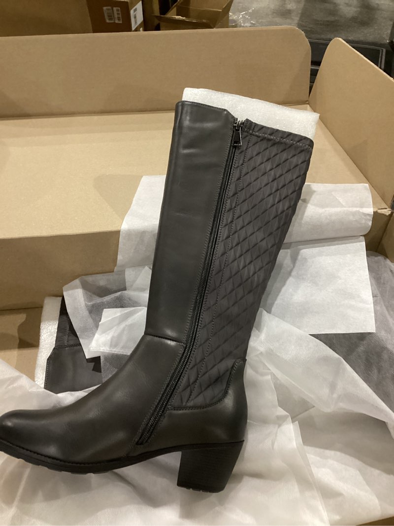 Condition photo showing New/Like New for Propet Womens Talise Round Toe Zippered Casual Boots Knee High Mid Heel 2-3" - Black 7.5 Grey