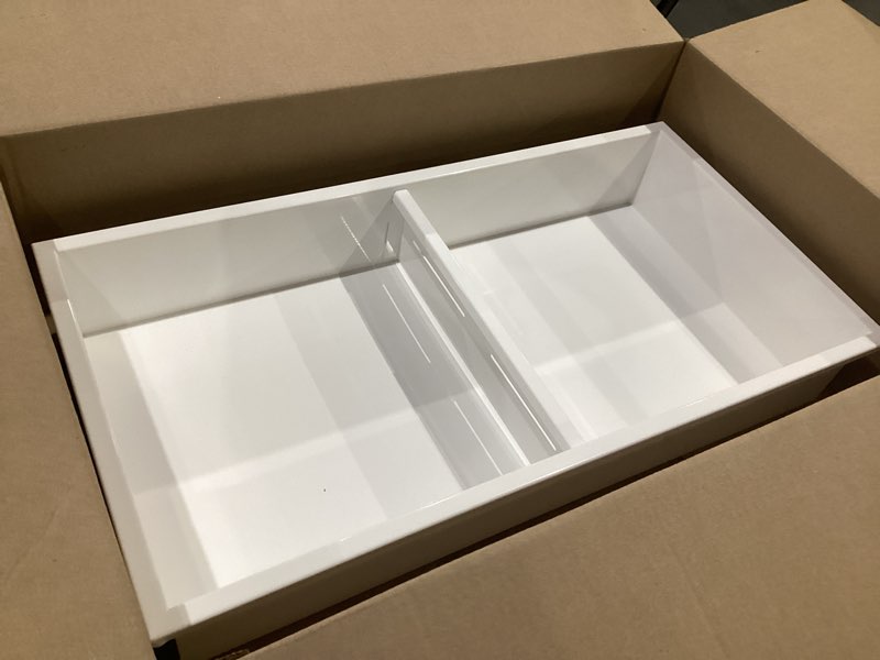 Condition photo showing New/Like New for 304 stainless steel shower niche insert-24 x 12" shower shelf-no tile needed bathroom niche for shower wall-double shelves -waterproof recessed cabinet for bathroom living room study kitchen 12wx24h-matte white