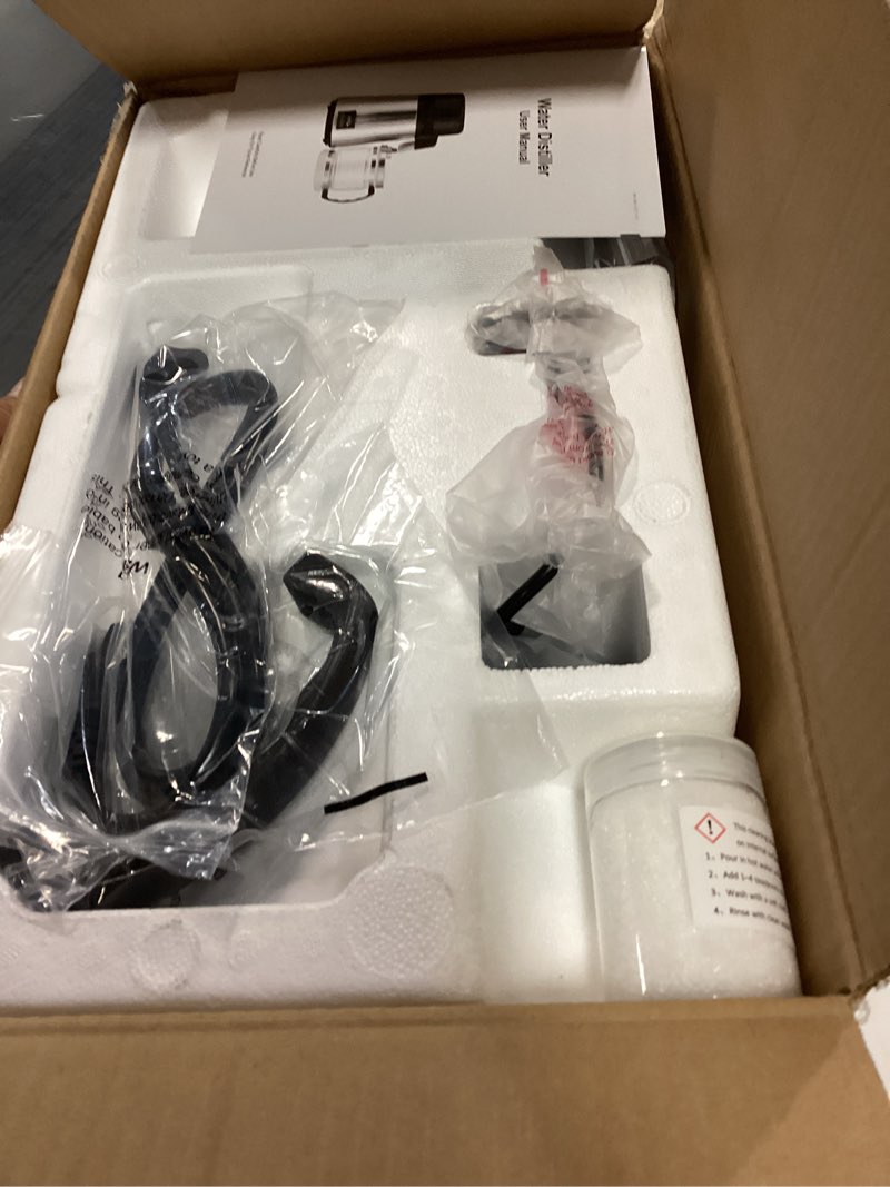 Condition photo showing Good Condition for CO-Z 1.1 Gallon Water Distiller, 4L Countertop Distilled Water Machine with Timer Reservation and Glass Pot, 750W 304 Stainless Steel Distilled Water Maker for Home Office Drinking Water Purification Stainless Steel, with Timer Reservation