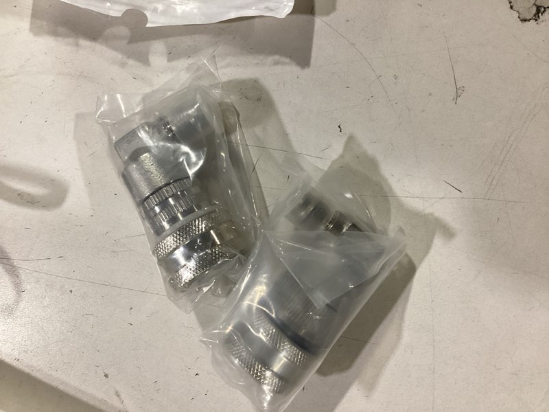 Condition photo showing Good Condition for onebom ball lock disconnect, gas & liquid corny keg fittings, mfl 1/4’’ threaded with 5/16’’ stainless steel barbed & hose clamp (mfl thread)