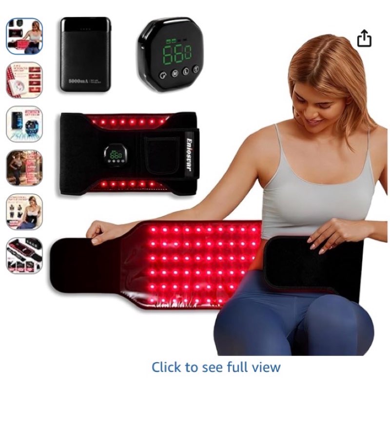 red light therapy belt, 7500mah cordless infrared light therapy for body, 3-in-1 660nm&850nm, with e