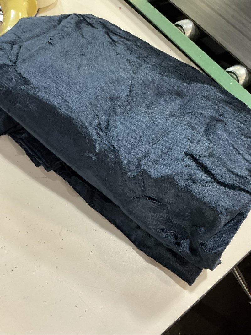 Condition photo showing Good Condition for luster velvet curtain, 48x96, navy