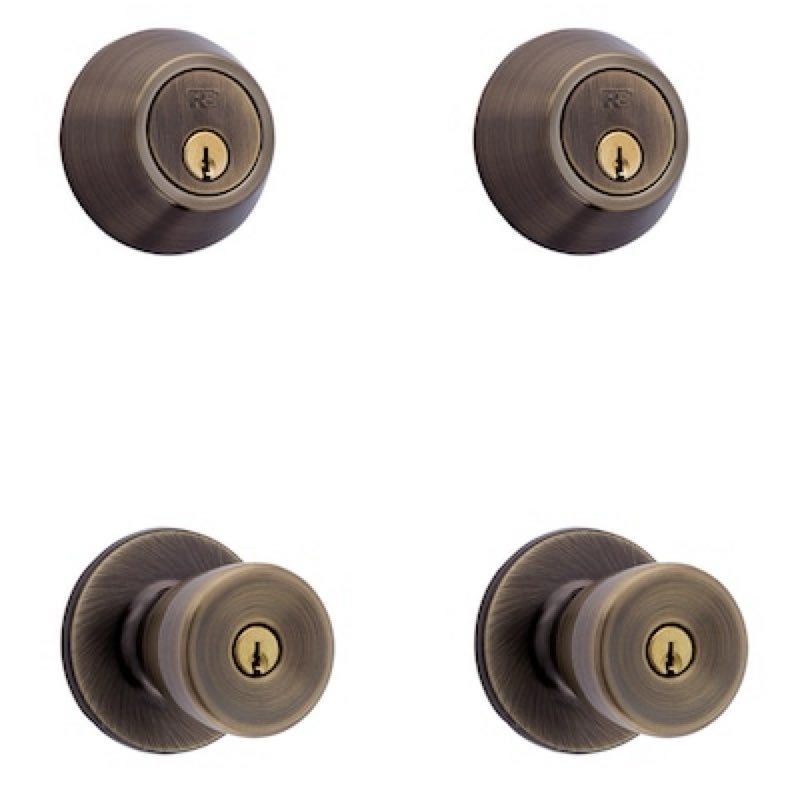 reliabilt gallo antique brass exterior single-cylinder deadbolt and keyed entry door knob 2 -