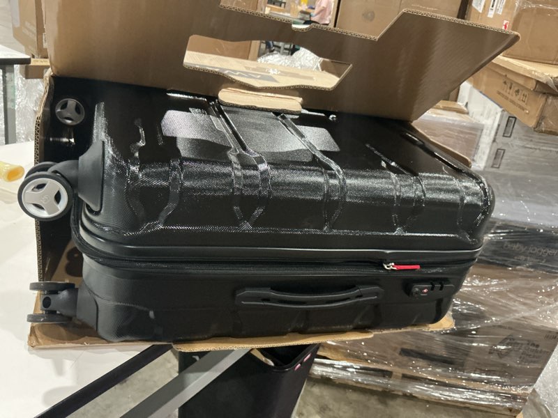 Condition photo showing As Is for samsonite omni pc hardside expandable luggage with spinner wheels, black, checked-medium 24-inch checked-medium 24-inch black