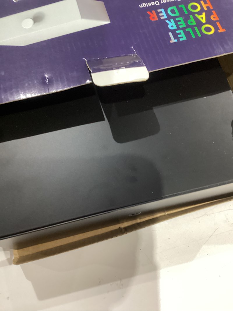 Condition photo showing Good Condition for VOLDRA Toilet Paper Holder with Shelf Black Wipes Dispenser for Bathroom Toilet Paper Holder with Storage Upgrade Drawer Design Toilet Tissue Holder Adhesive Small Bathroom Shelf Wall Mount With Drawer Black