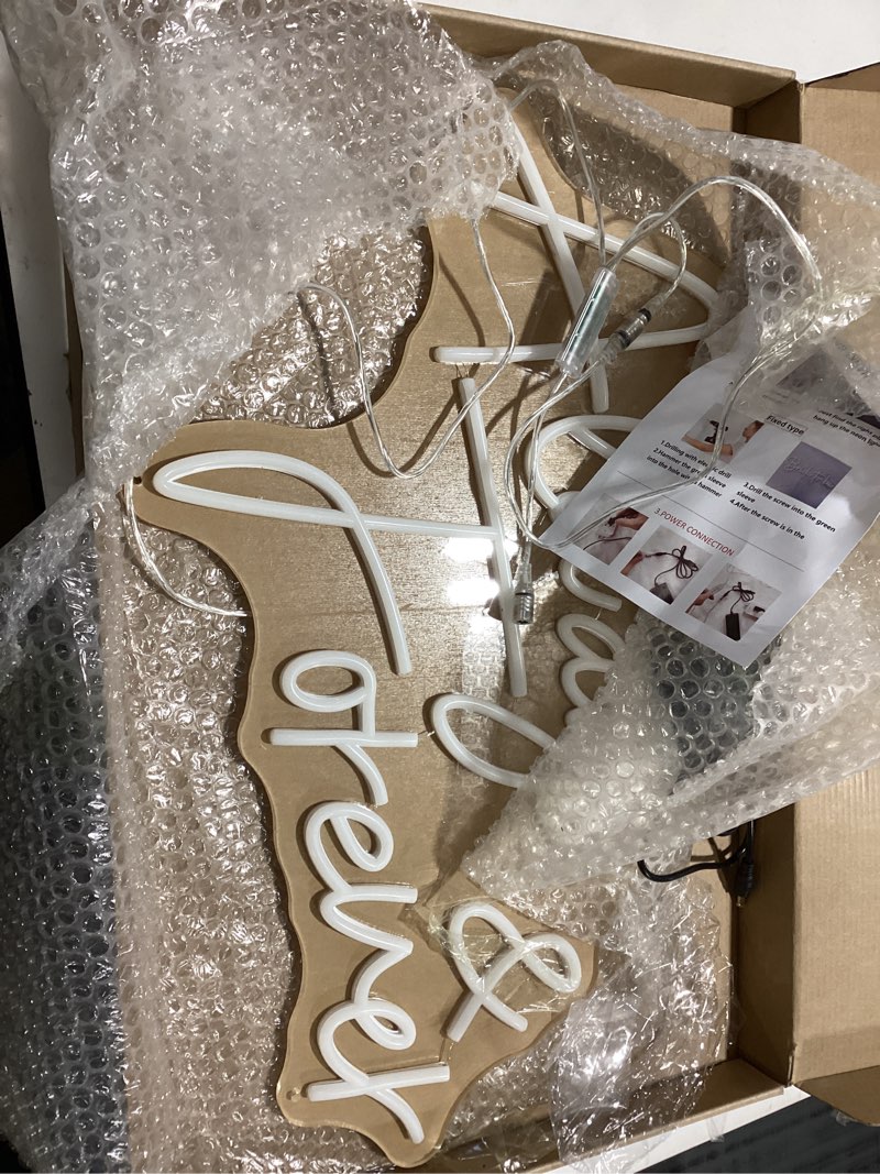 Condition photo showing Good Condition for Always & Forever Neon Sign Led Wedding Neon Sign Warm White Wall Decor for Anniversary Birthday Wedding Party Proposal Gift 23in Always & Forever-warm white