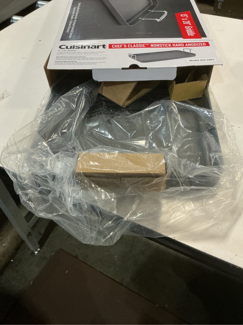 Condition photo showing Good Condition for cuisinart double burner griddle, chef's classic nonstick hard anodized, stainless steel, 655-35 13-inch x 20-inch