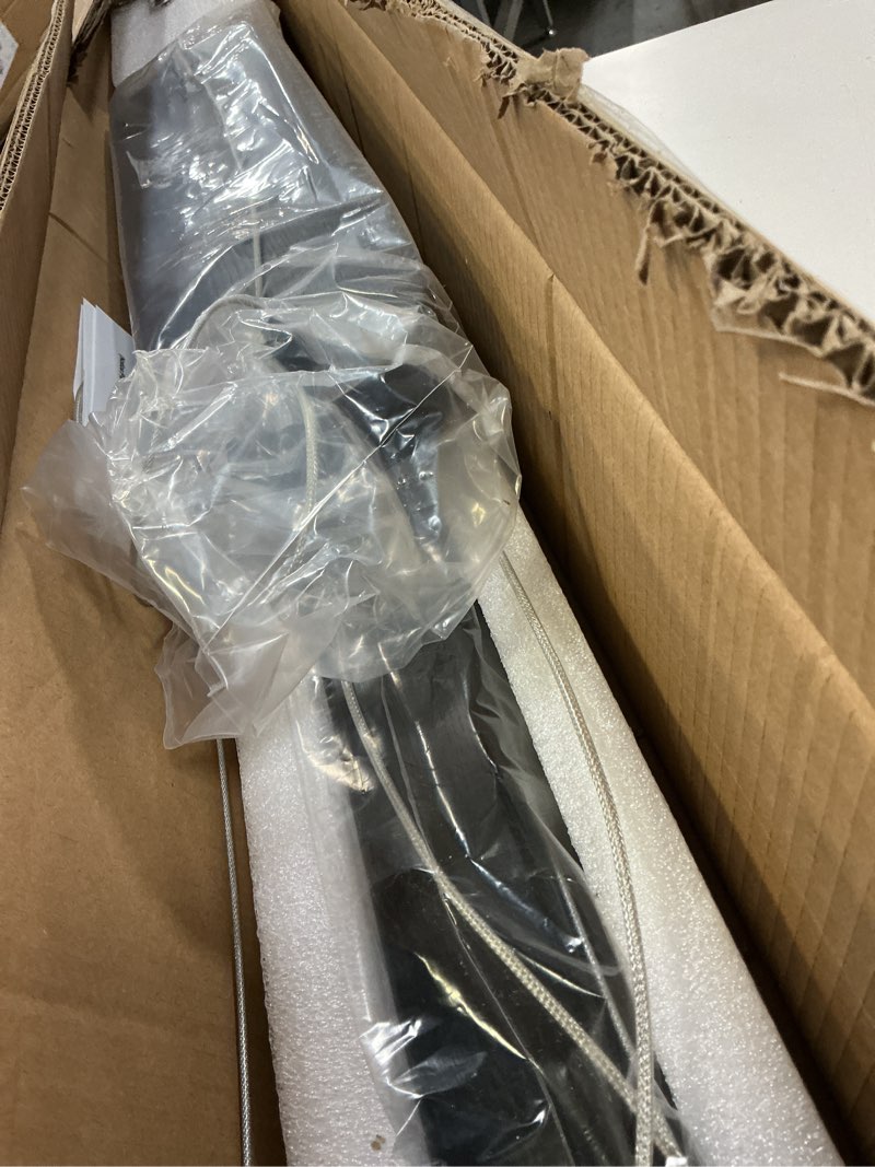 Condition photo showing New/Like New for 47" Black Linear Pendant Light Wooden Led Linear Pendant Light Fixtures Ceiling Hanging Dimmable Pendant Lights for Dining Room Kitchen Island Pool Table Lights Black Wood Finish Black 47in