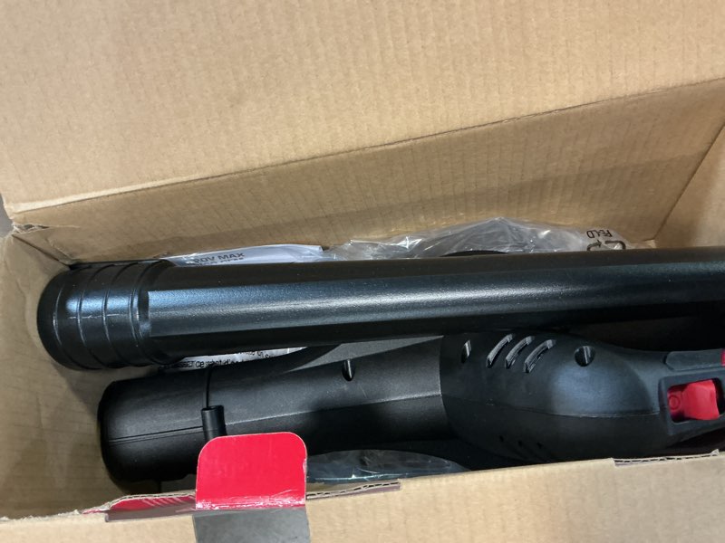 Condition photo showing As Is for ework 20v cordless leaf blower, heavy duty 700cfm 200mph electric leaf blower with 2 x 4.0ah batteries & fast charger, 2-speed adjustable for patio, garden, yard and snow blowing red
