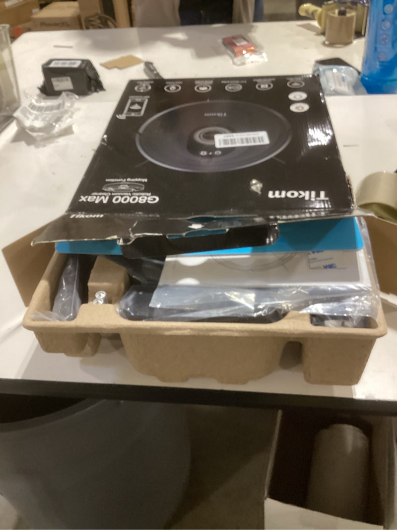 Condition photo showing New/Like New for tikom robot vacuum and mop combo, 5000pa robotic vacuum cleaner, 150 min max, app & remote control, ideal for hard floor, carpet, pet hair, self-charge(g8000 max)