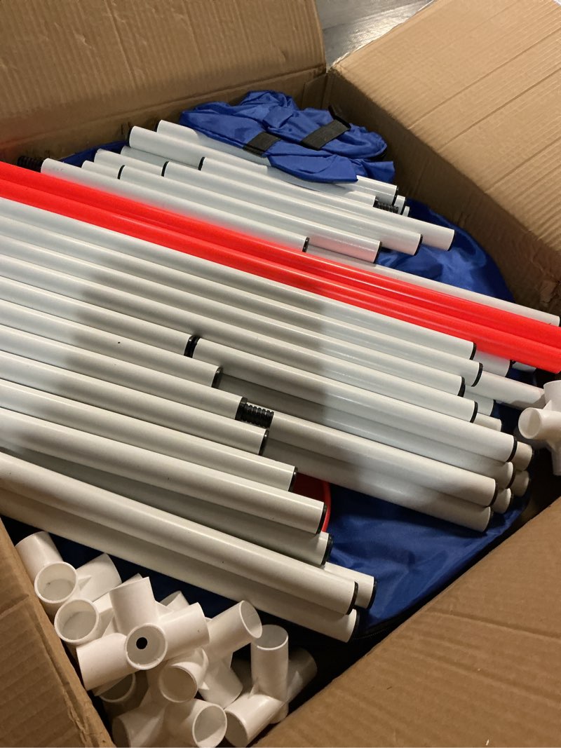 Condition photo showing Good Condition for Agility Training Equipment for Dogs,Dog Agility Equipment for Backyard&Indoor Training-Professional Backyard Course with Adjustable Jumps,Collapsible Tunnel,Storage Bags&Toys (Blue, 13 PCS SET) 13 PCS SET Blue