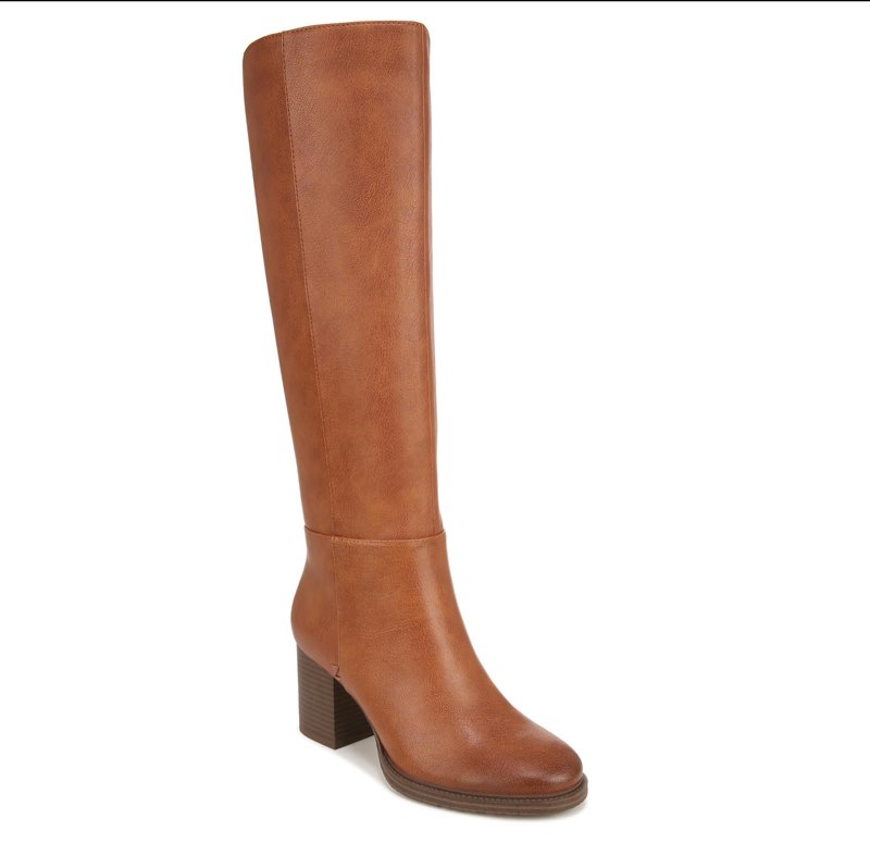 ZODIAC Women's Riona Block Heel Tall Boot Cognac Brown 7 M
